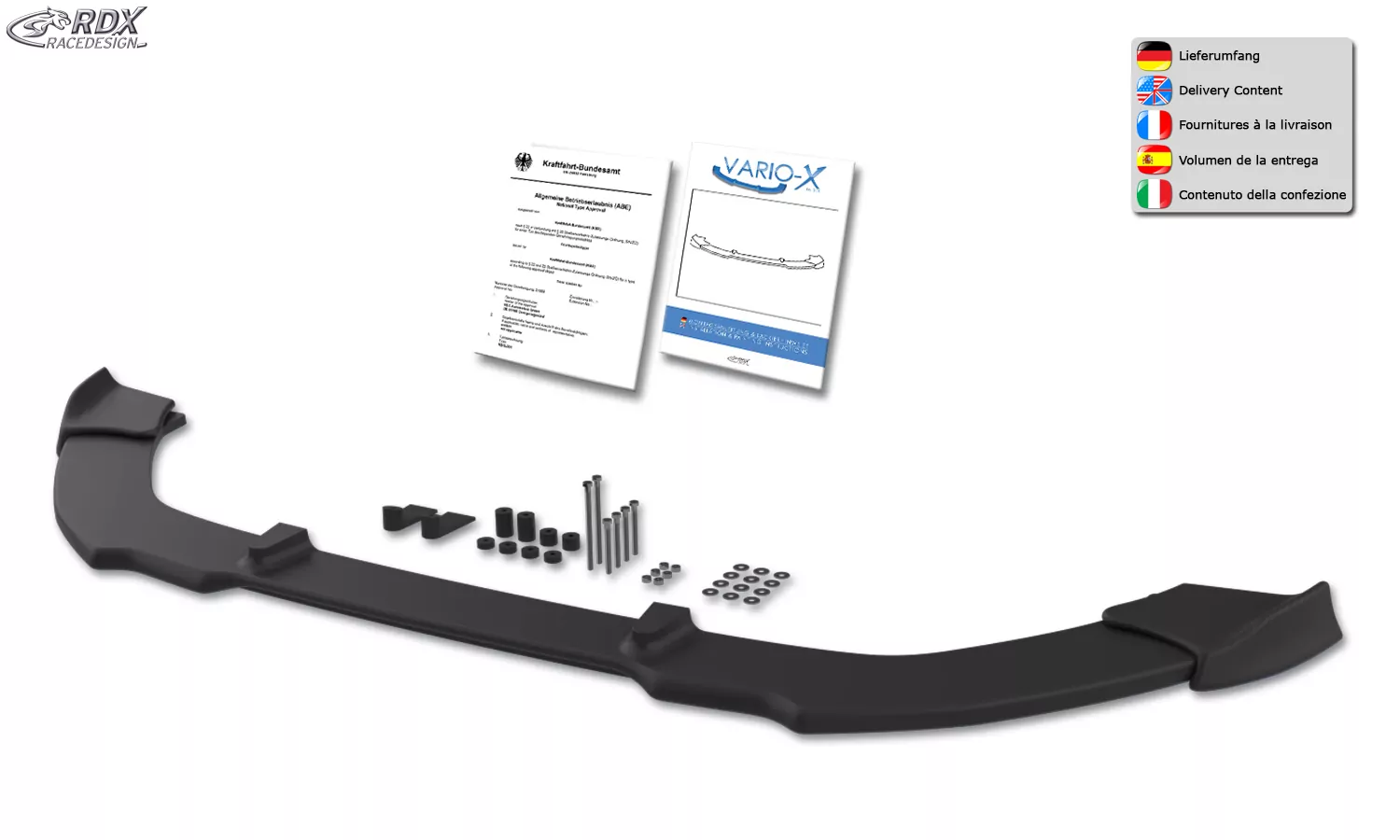 RDX Frontspoiler VARIO-X für FORD Fiesta ST MK7 JA8 JR8 (2013+) Frontlippe Front Ansatz Vorne Spoilerlippe