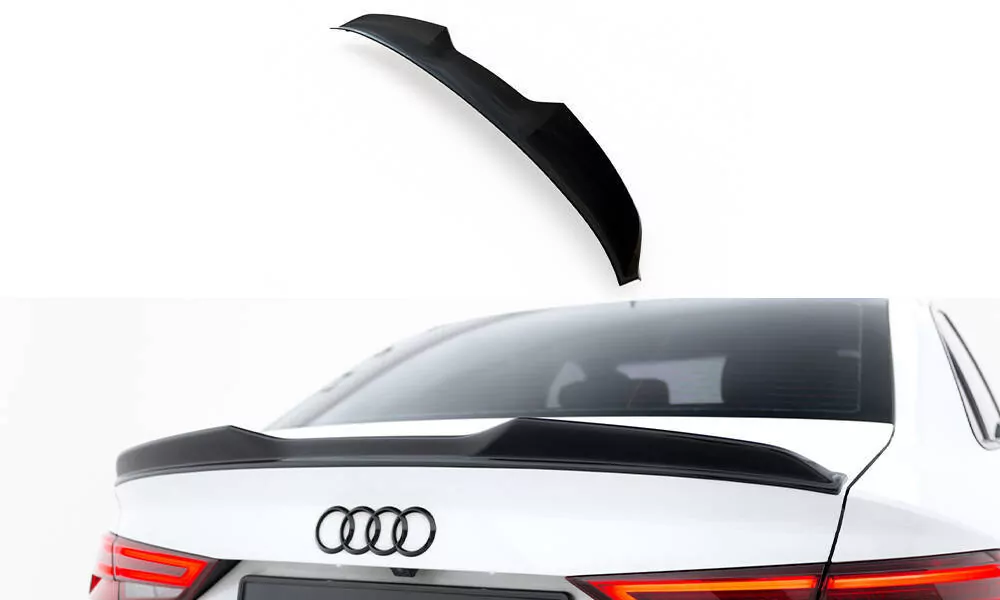 Spoiler CAP Für 3D Audi A3 / A3 S-Line / S3 / RS3 Limousine 8V Schwarz Hochglanz