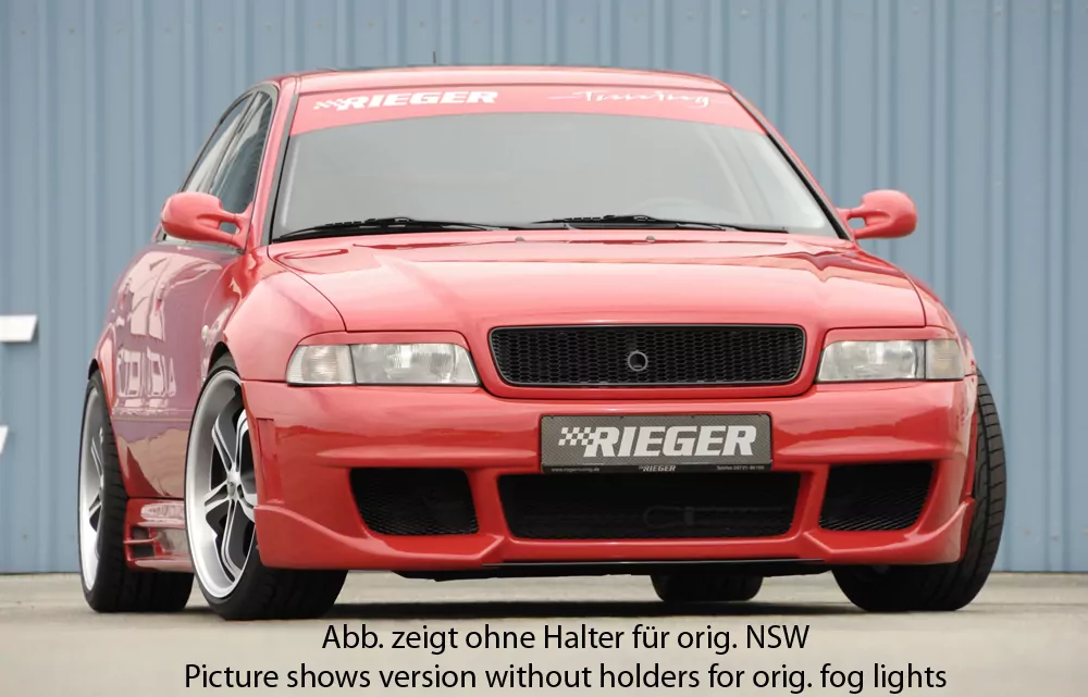 Rieger Spoilerstoßstange RS-Four-Look für Audi A4 (B5) | Avant 99-12.00 mit großer Aussparung für Waschdüsen! (95x70mm)