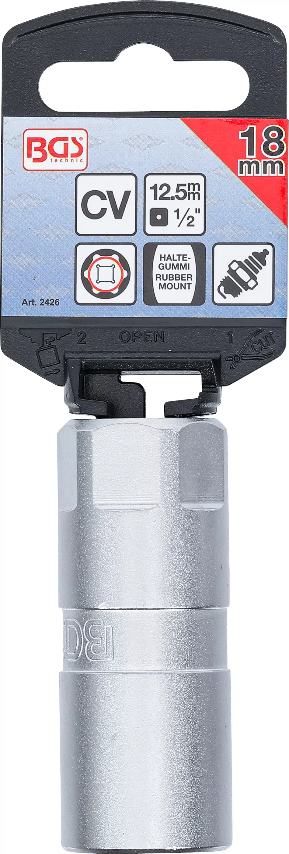 Zündkerzen-Einsatz Sechskant | Antrieb Innenvierkant 12,5 mm (1/2") | SW 18 mm