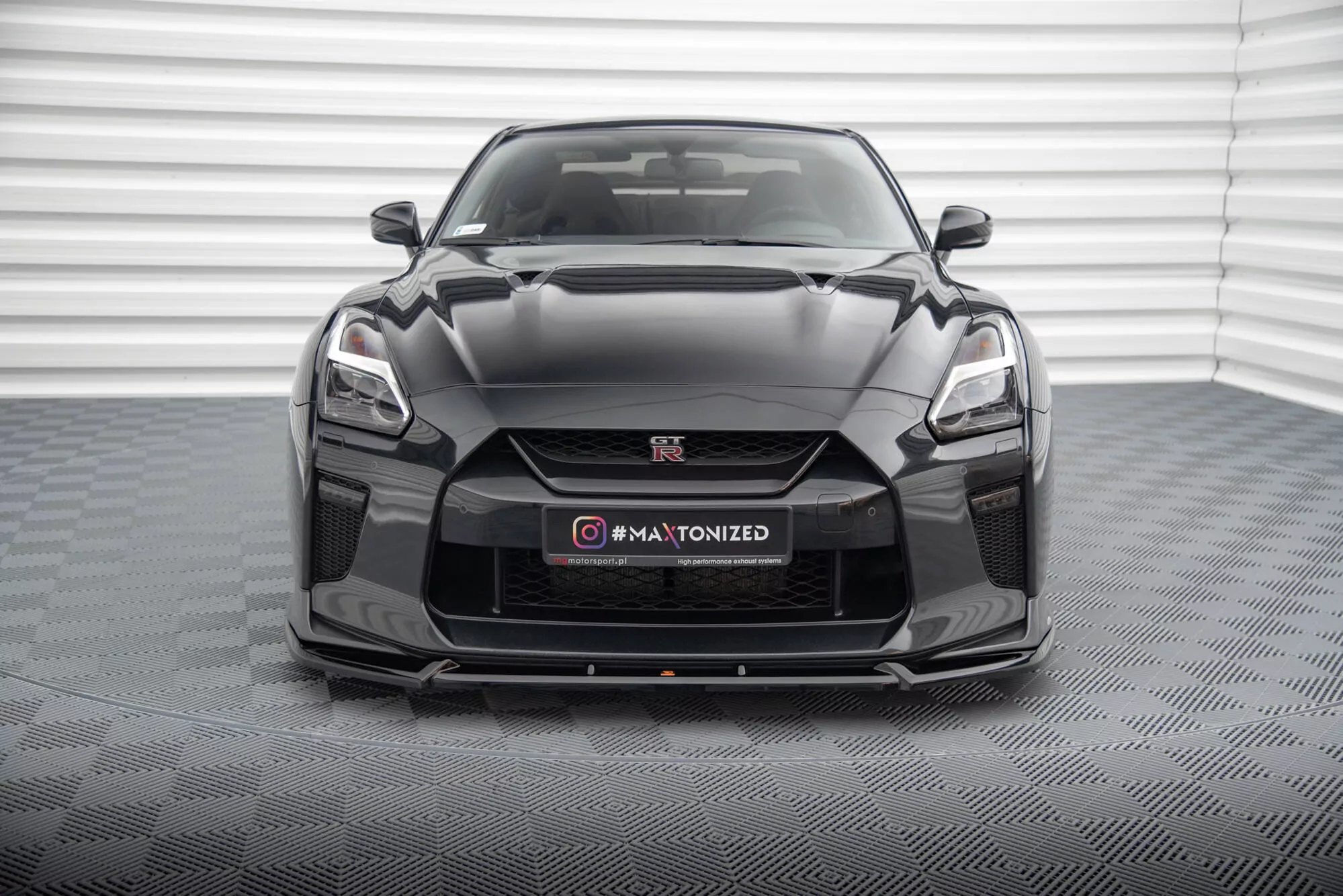 Front Ansatz V.2 Für Nissan GTR R35 Facelift Schwarz Hochglanz