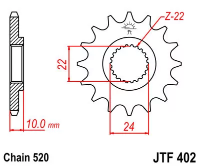 Ritzel 14Z  |  520 Feinverz. Innen Ø 22/24