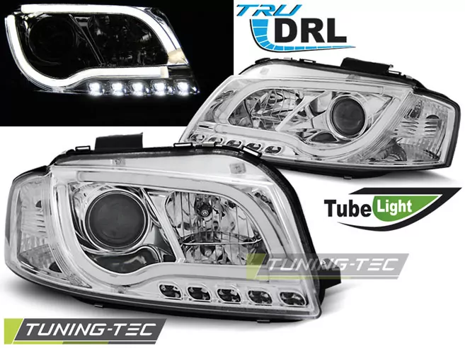HEADLIGHTS TUBE LIGHT DRL CHROME fits AUDI A3 8P 05.03-03.08
