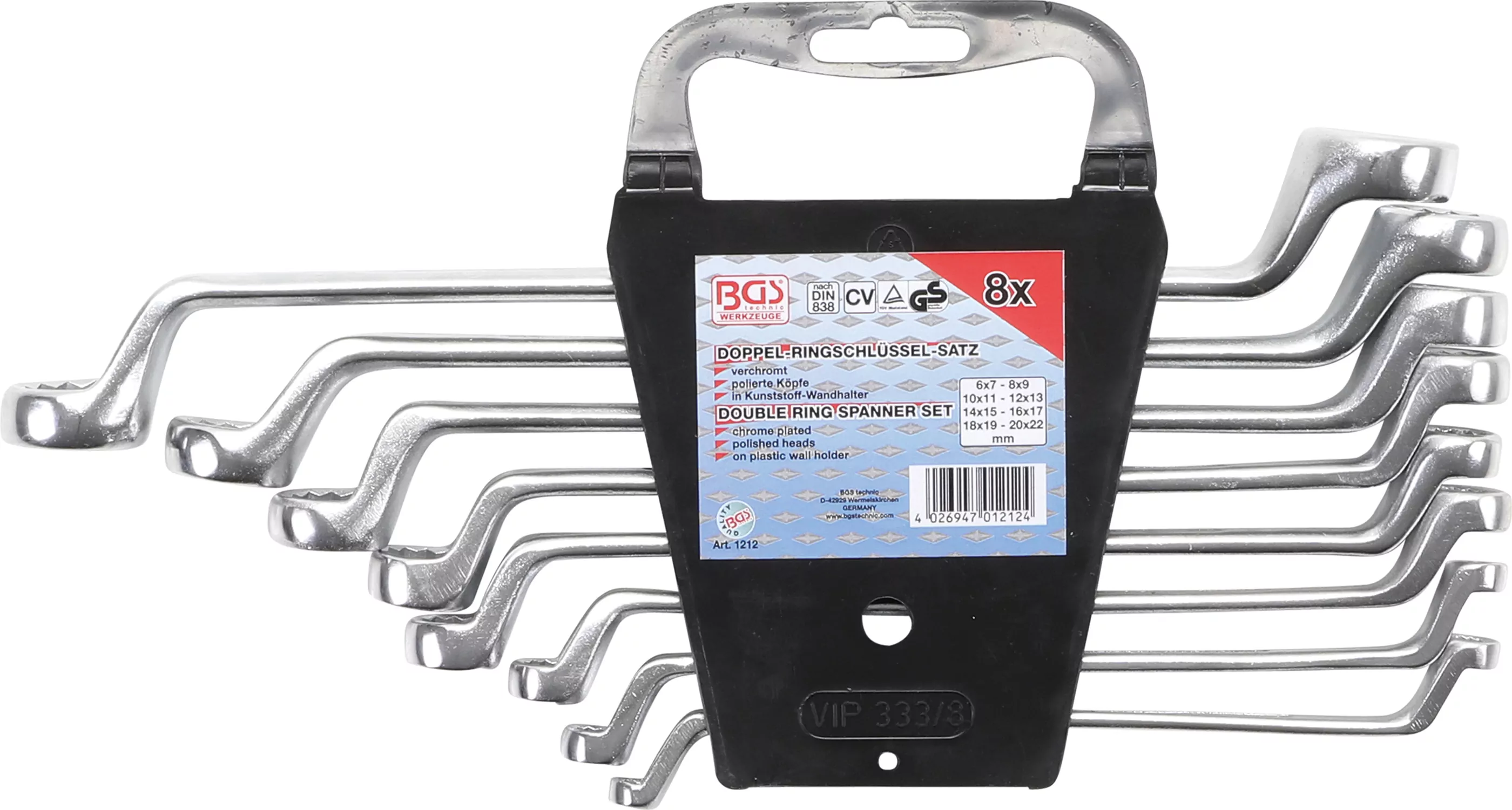 Doppel-Ringschlüssel-Satz | gekröpft | SW 6 x 7 - 20 x 22 mm | 8-tlg.