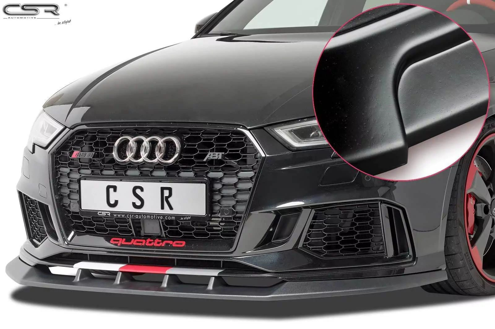 Cup-Spoilerlippe mit ABE für Audi RS3 8V Lackierfreundlich (schwarz matt)