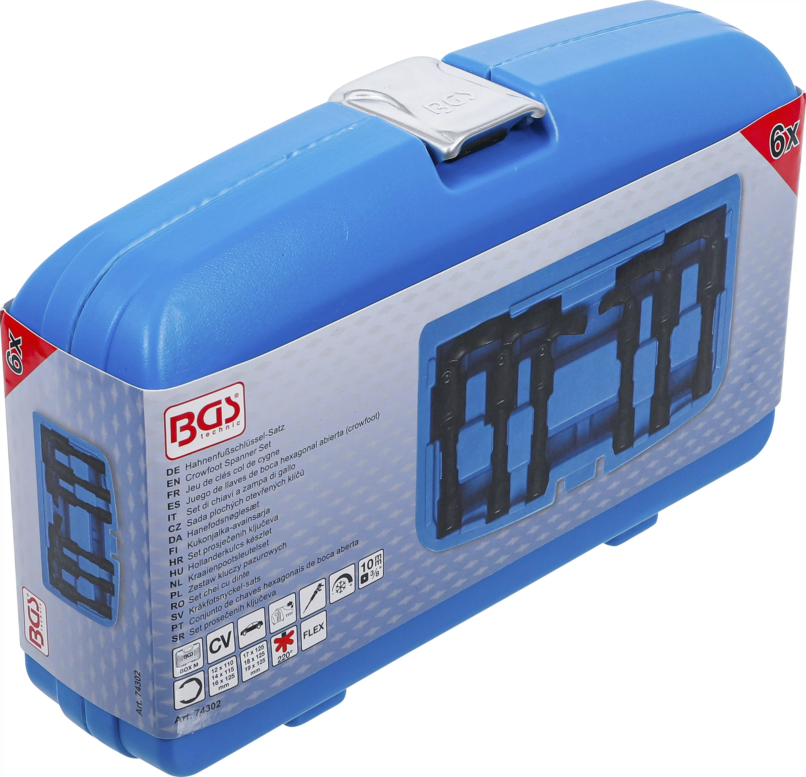 Hahnenfußschlüssel-Satz | Antrieb Innenvierkant 10 mm (3/8") | mit Gelenk | 6-tlg.