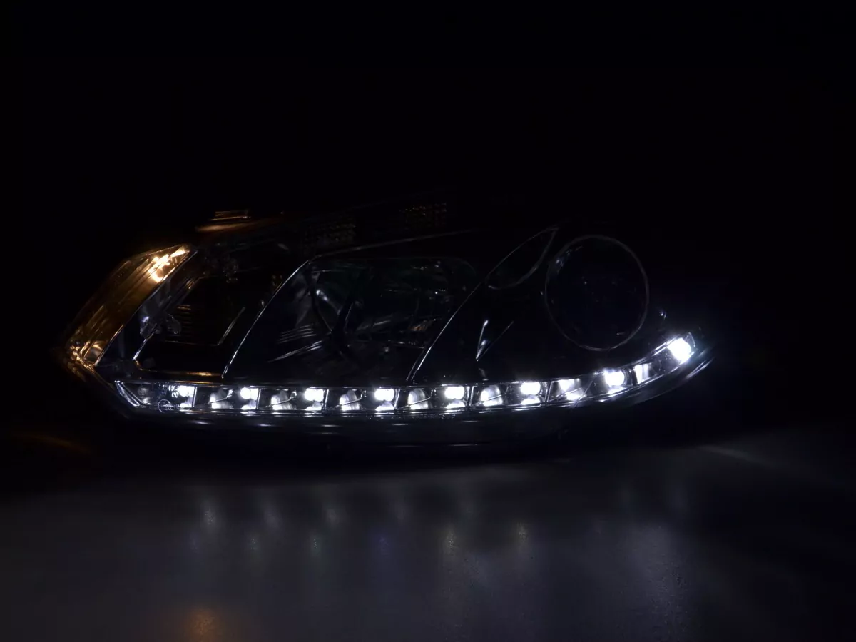 Scheinwerfer Set Daylight LED Tagfahrlicht VW Golf 6 Typ 1K Bj. 08- chrom für Rechtslenker