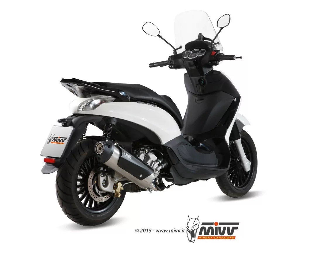 MIVV URBAN Komplettanlage In Edelstahl Inkl. Kat Für PIAGGIO BEVERLY 125 14-