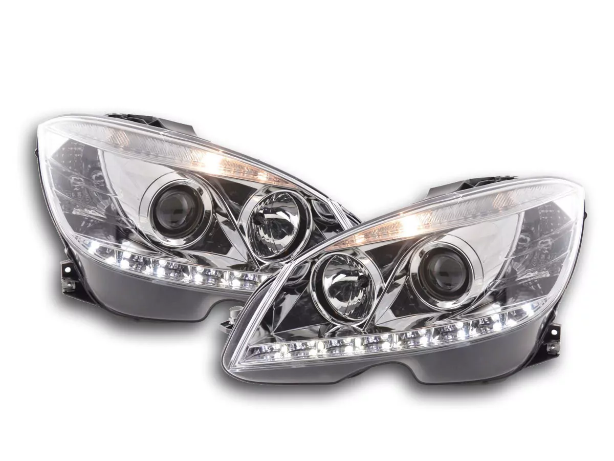 Scheinwerfer Set Daylight LED TFL-Optik Mercedes C-Klasse W204 Bj. 07-10 chrom