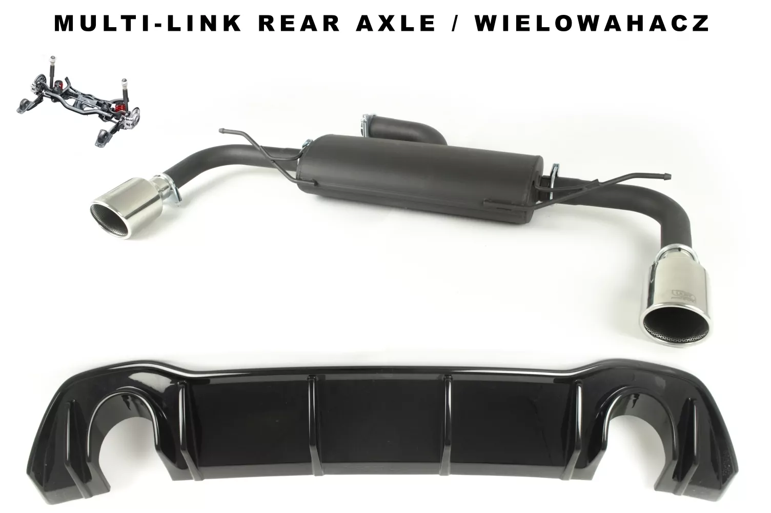 Ulter Sportauspuff für Volkswagen GOLF VIII 2019- 2 Duplex Endrohre rund Ø100