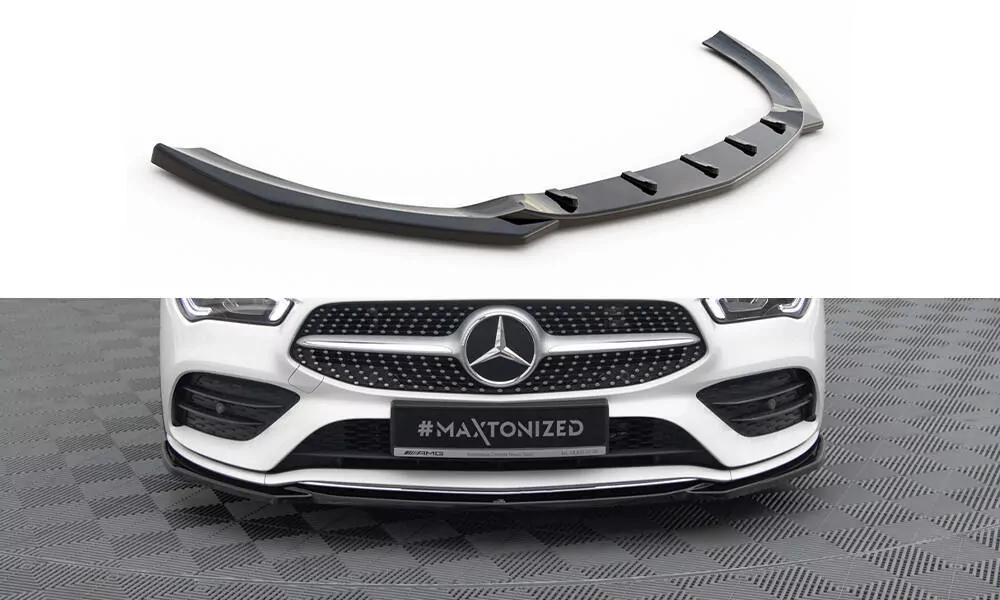 Front Ansatz V.1 Für Mercedes-Benz CLA A35 AMG / AMG-Line C118 Schwarz Hochglanz