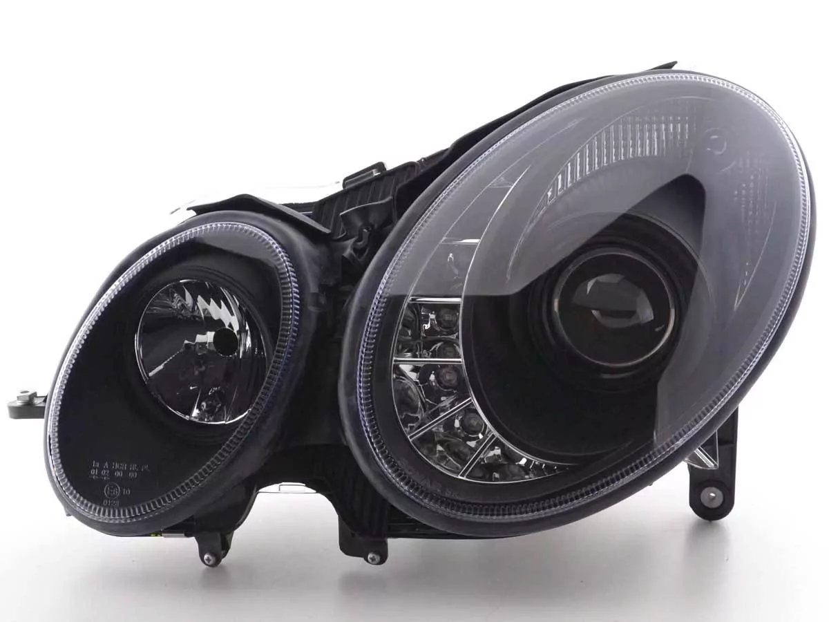Scheinwerfer Set Daylight LED TFL-Optik Mercedes E-Klasse 211 Bj. 06-09 schwarz