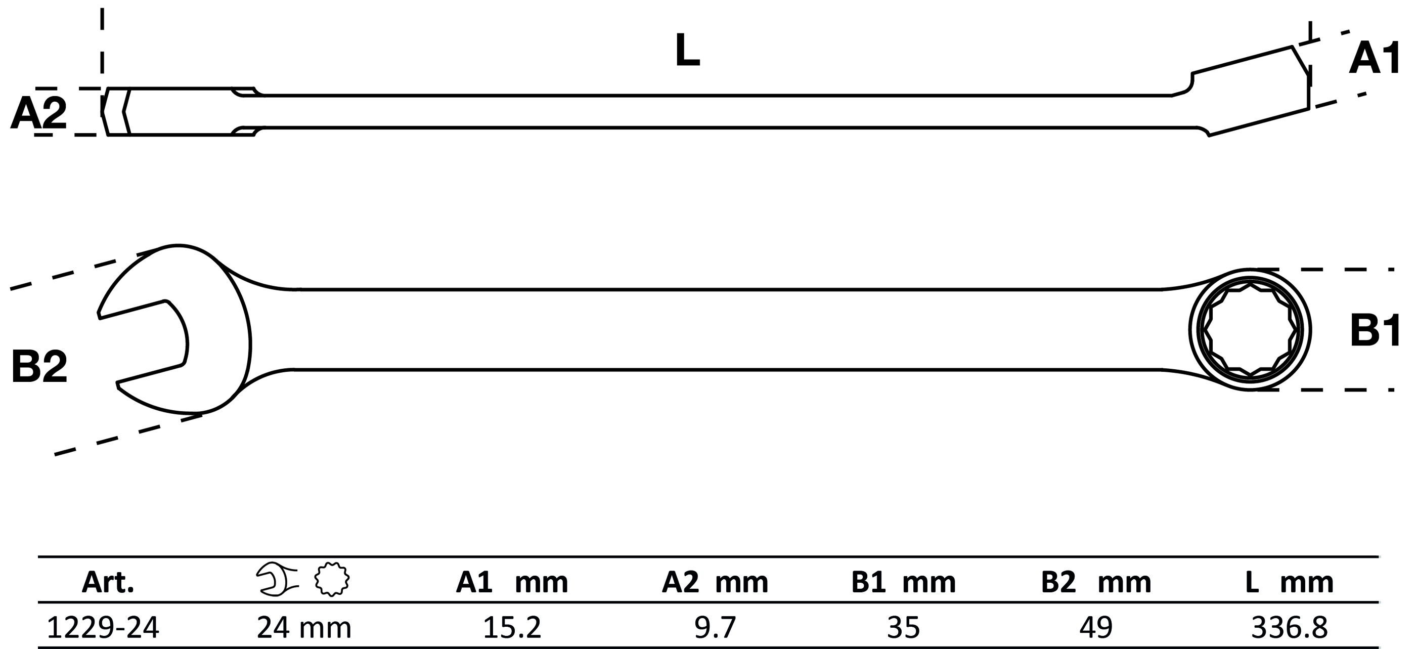 Maul-Ringschlüssel | extra lang | SW 24 mm