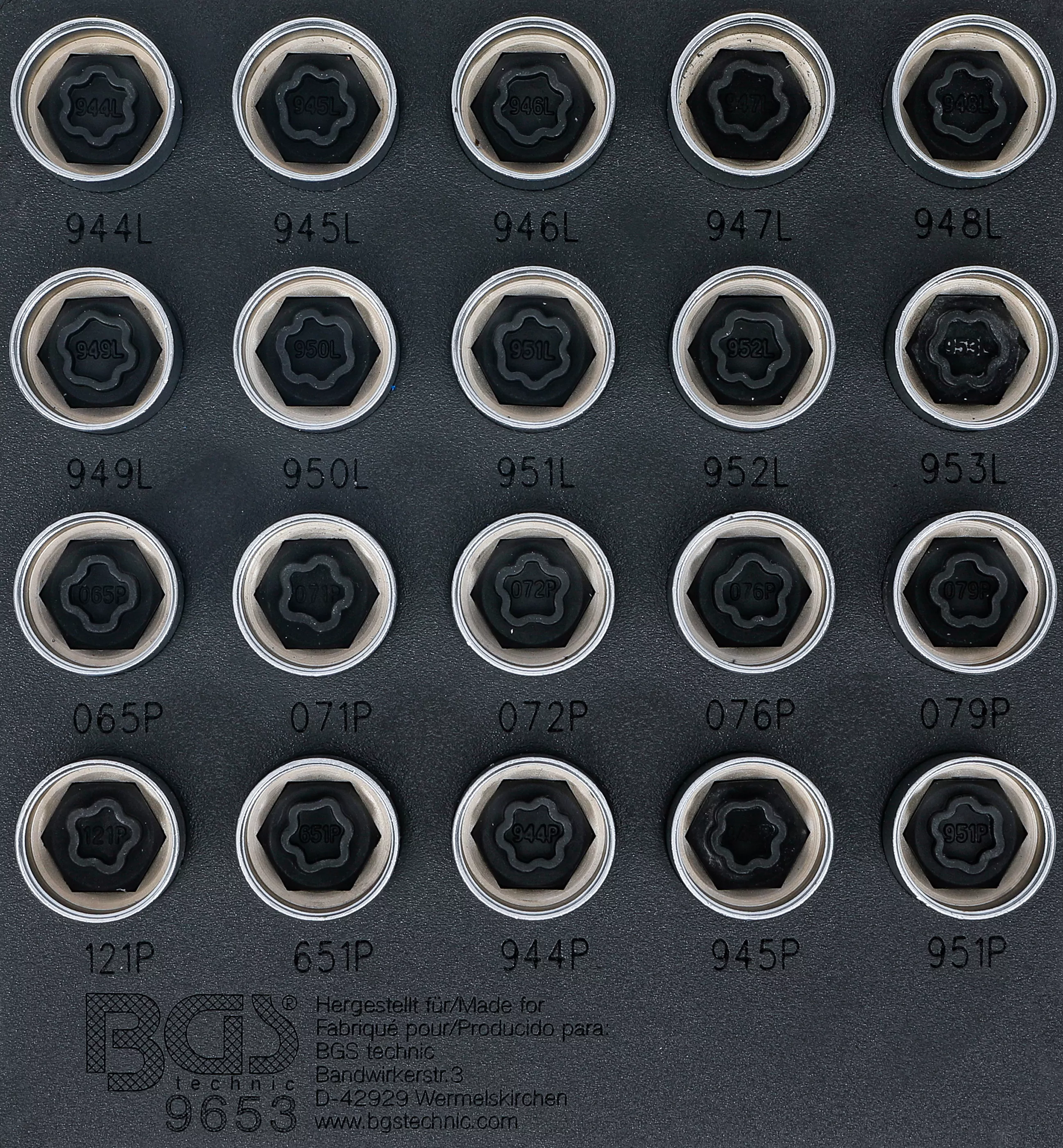 Werkstattwageneinlage 1/6: Felgenschloss-Werkzeug-Satz für Volvo | 20-tlg.