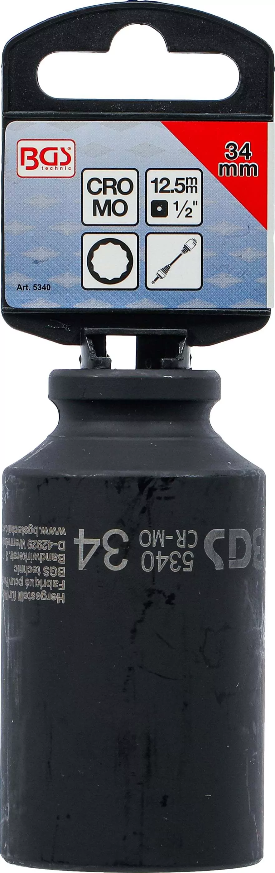 Kraft-Steckschlüssel-Einsatz Zwölfkant, tief | Antrieb Innenvierkant 12,5 mm (1/2") | SW 34 mm