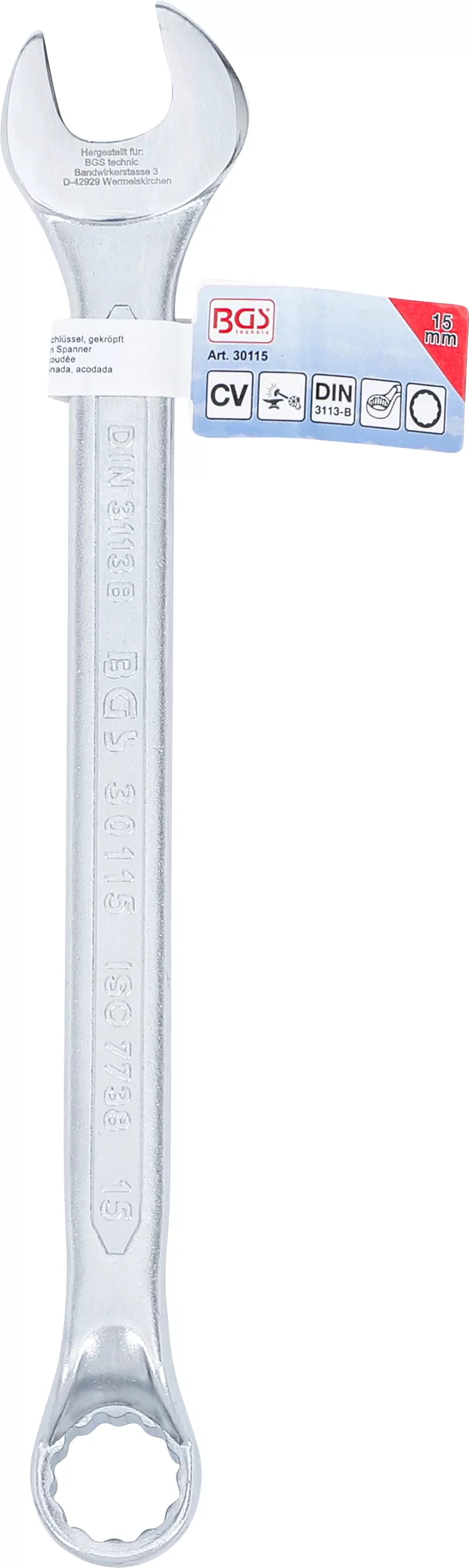 Maul-Ringschlüssel, gekröpft | SW 15 mm