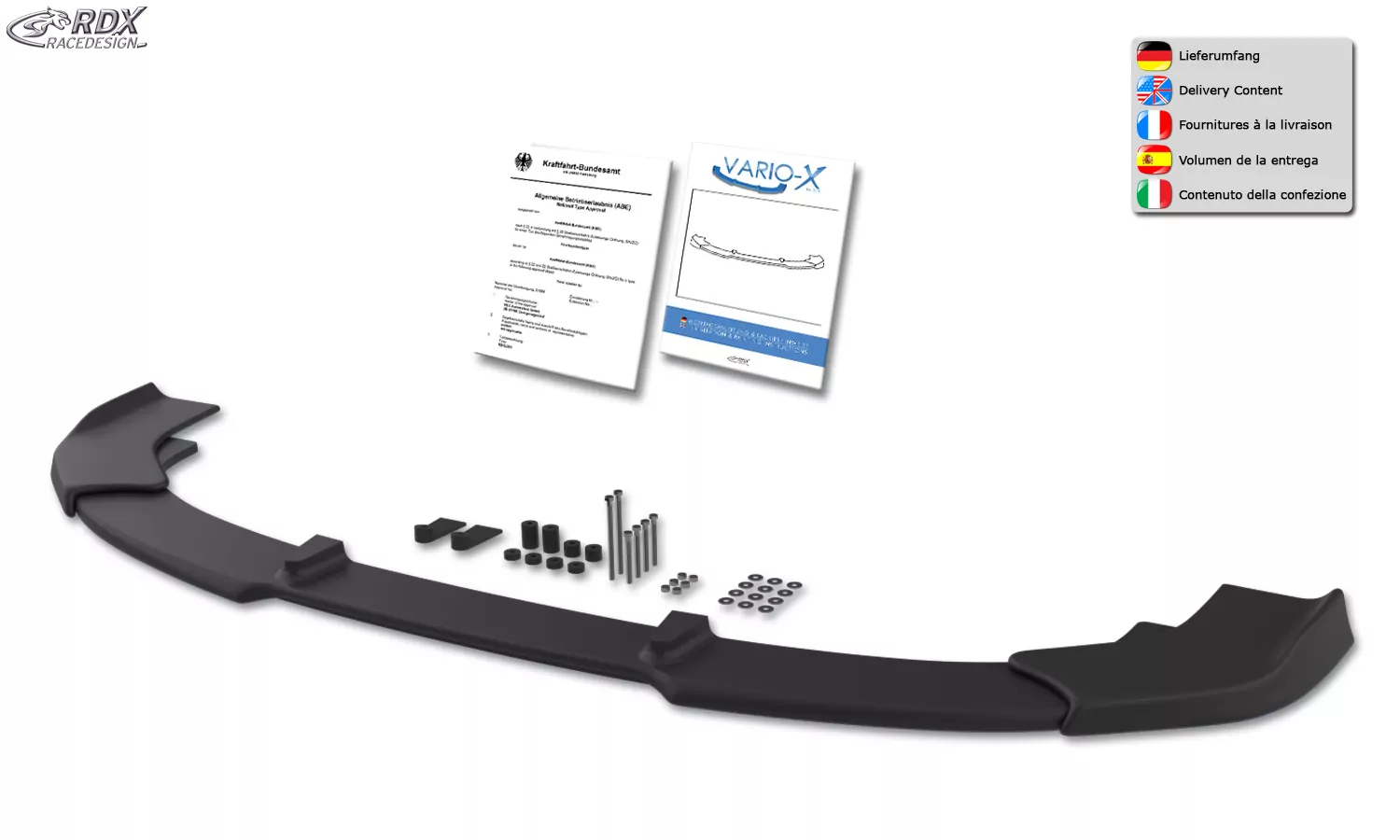 RDX Frontspoiler VARIO-X für TOYOTA Yaris (XPA1) Frontlippe Front Ansatz Vorne Spoilerlippe