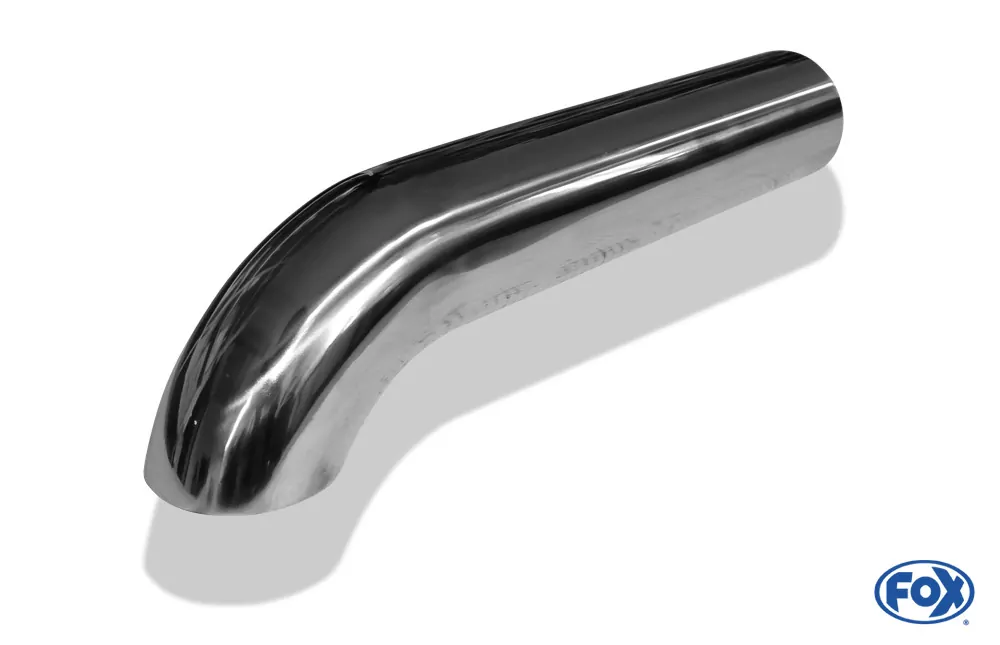 Anschweißendrohr Typ 26  Ø 76 mm / Länge: 250 mm  - uneingerollt / 80° nach unten gebogen