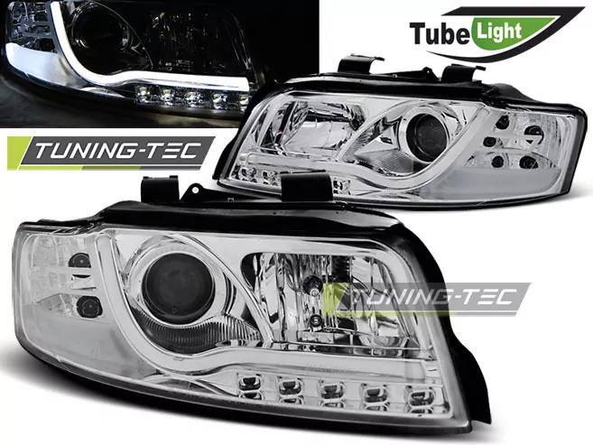 HEADLIGHTS TUBE LIGHT CHROME fits AUDI A4 10.00-10.04