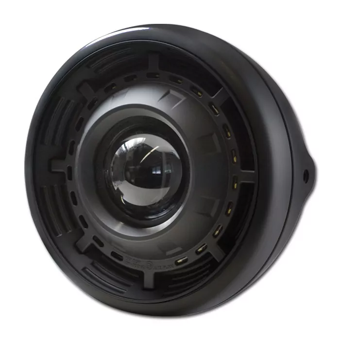Scheinwerfer "Angel Eye" 7" | schwarz-matt Ellipsoid | LED-Standlichtring | M8 | E-geprüft