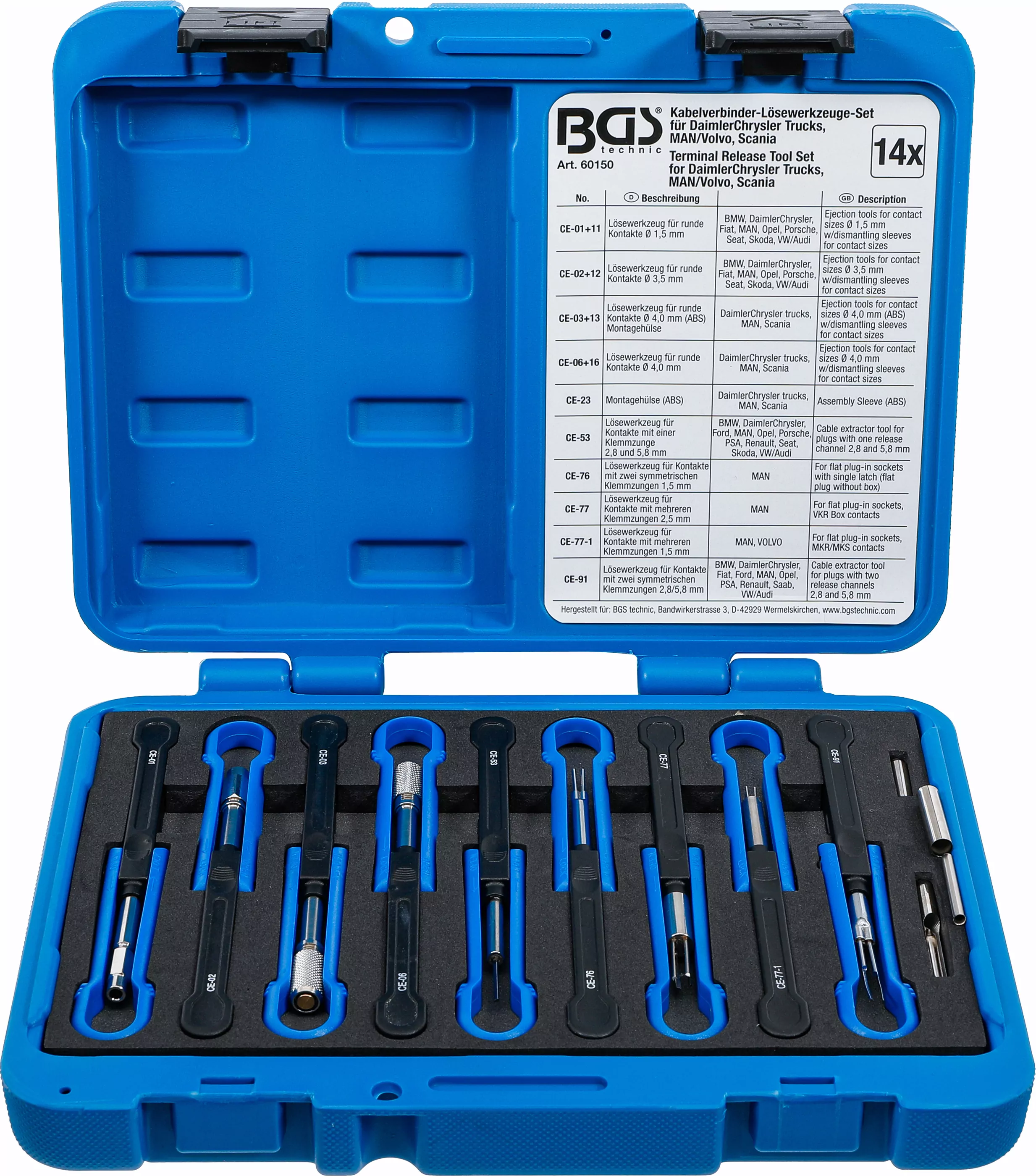Kabelverbinder-Lösewerkzeug-Satz | für MAN, Volvo | 14-tlg.