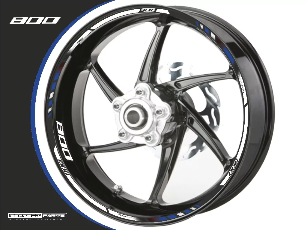 Felgenrandaufkleber für 800 ccm blau-weiß-chrom