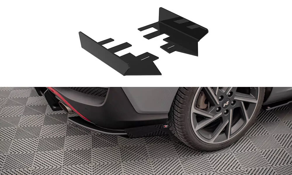 Hintere Seiten Flaps Für Hyundai I30 Fastback N-Line Mk3 Facelift Schwarz Hochglanz