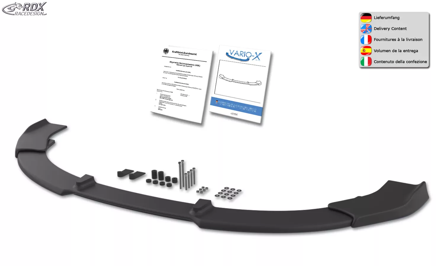 RDX Frontspoiler VARIO-X für OPEL Astra K (2015-2021) Frontlippe Front Ansatz Vorne Spoilerlippe