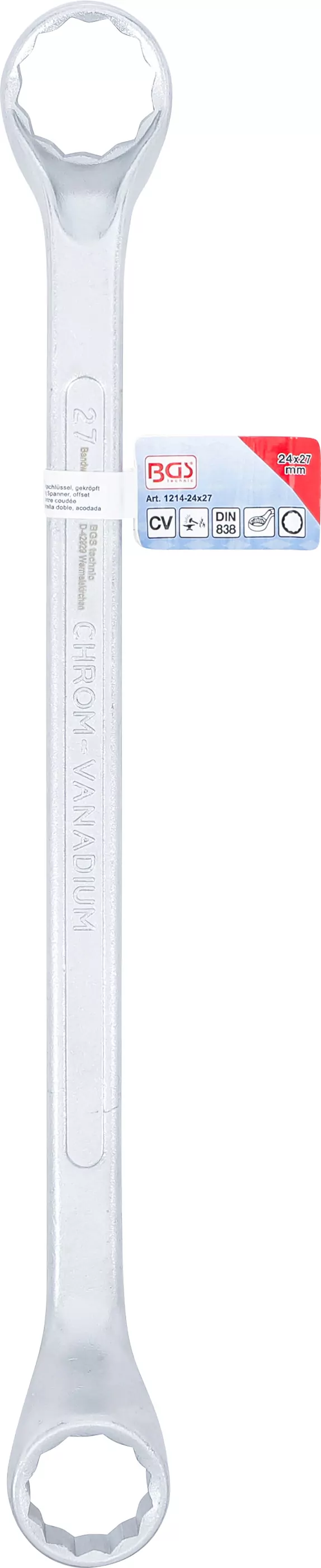 Doppel-Ringschlüssel, gekröpft | SW 24 x 27 mm