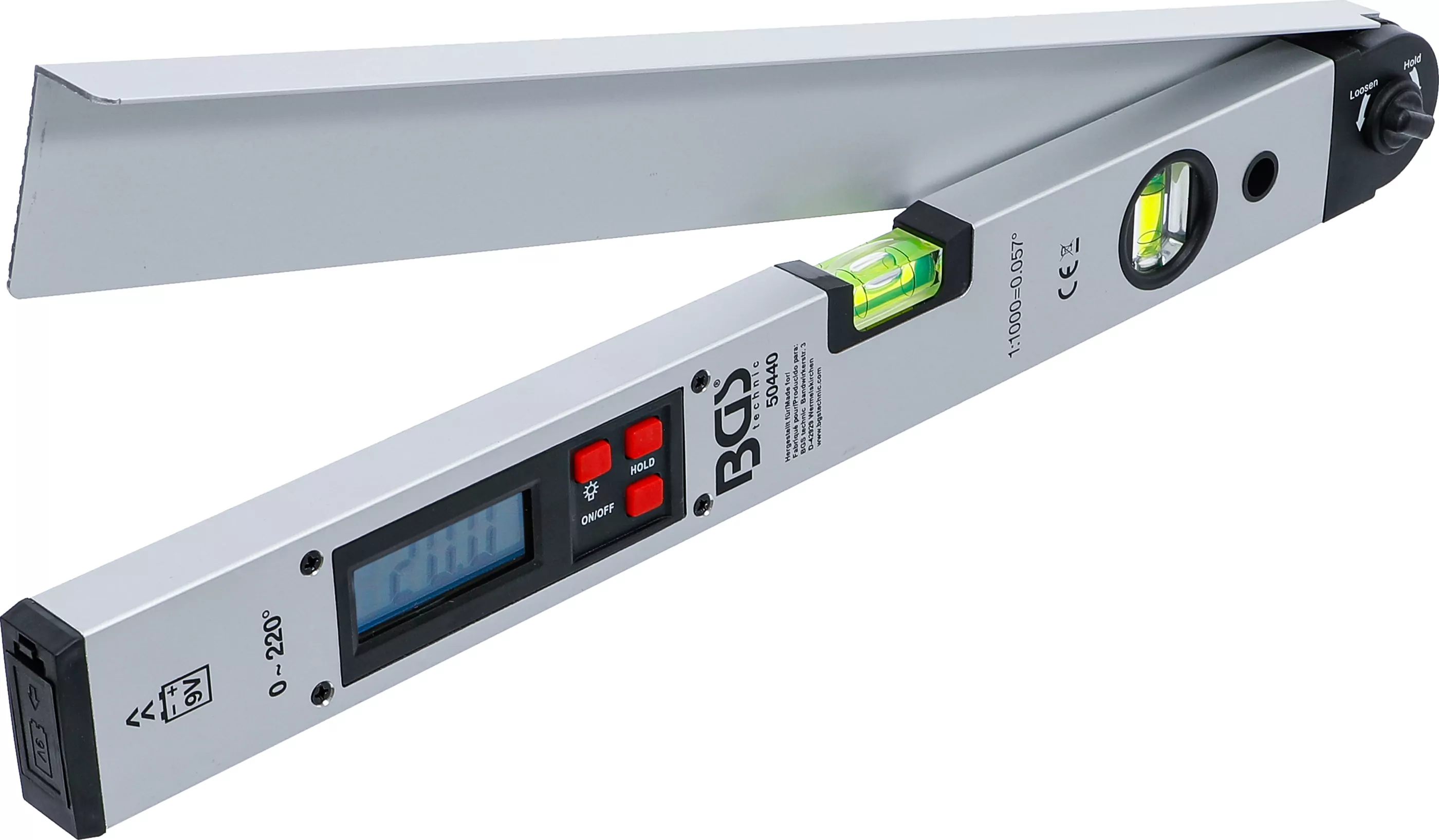 Digitaler LCD-Winkelmesser mit Wasserwaage | 450 mm