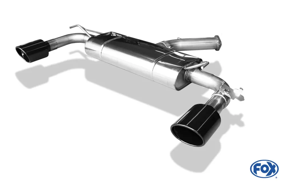 Hyundai i30N Performance Fastback - SCHWARZ Endschalldämpfer quer Ausgang rechts/links mit Abgasklappe - 129x106 Typ 44 rechts/links schwarz glänzend emailliert