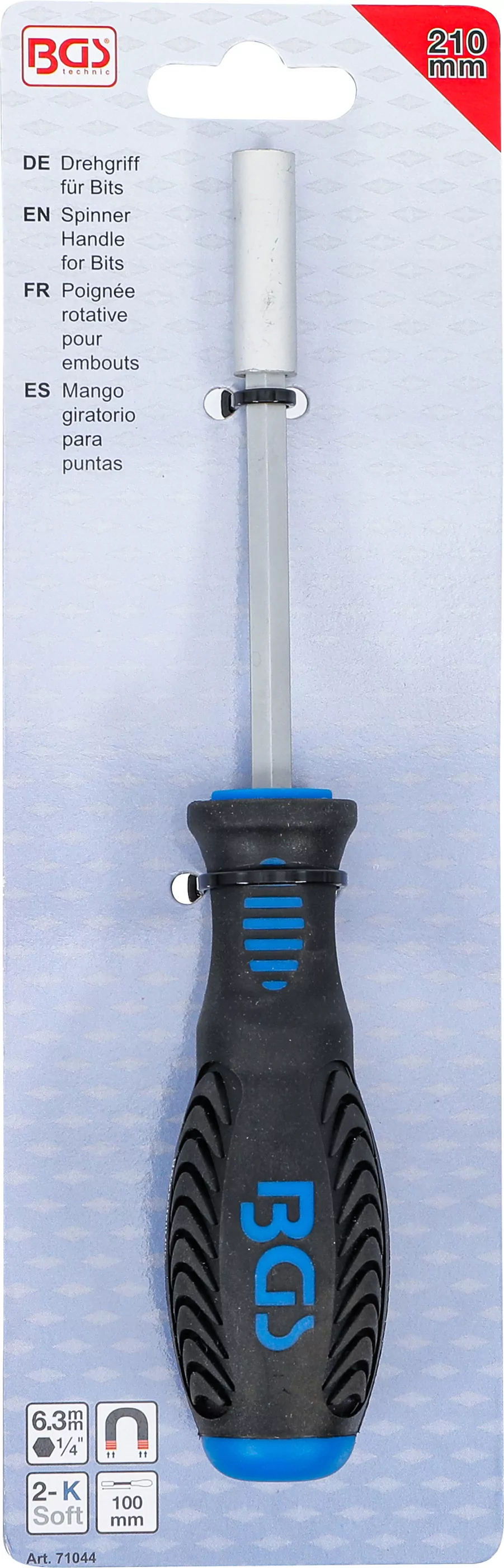 Drehgriff für Bits | Abtrieb Innensechskant 6,3 mm (1/4") | 210 mm