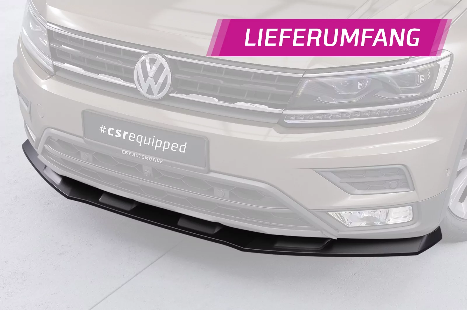 Cup-Spoilerlippe mit ABE für VW Tiguan 2 (Typ AD) Basis CSL658 Schwarz Strukturiert