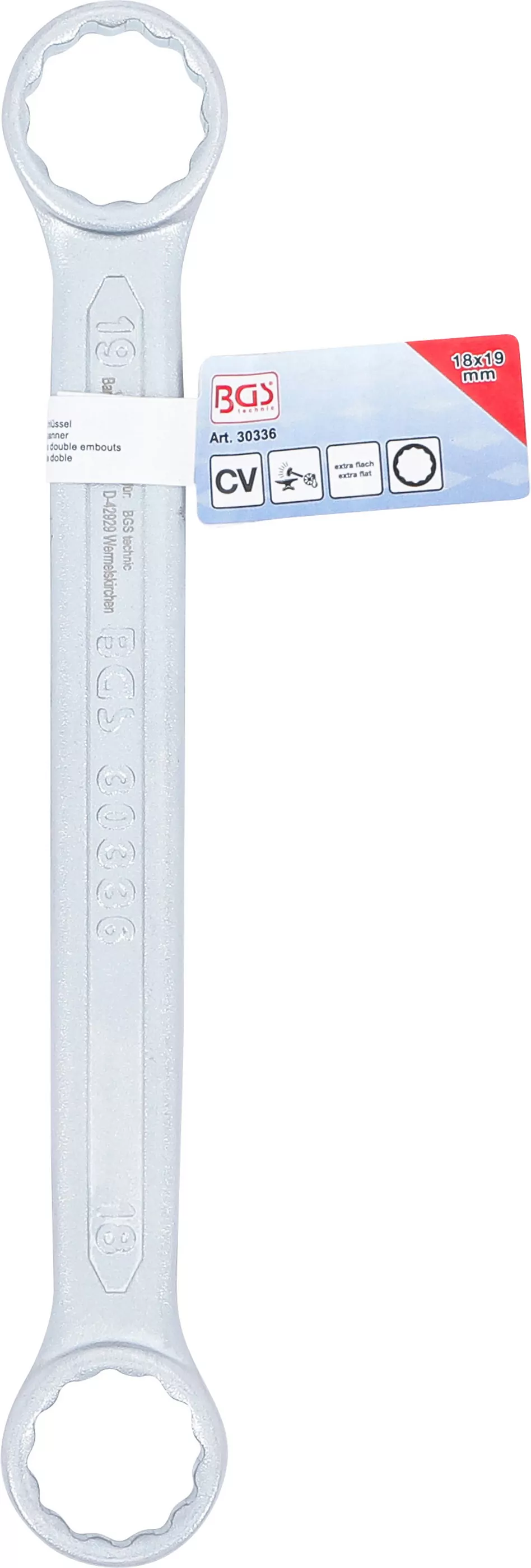 Doppel-Ringschlüssel | extra flach | SW 18 x 19 mm