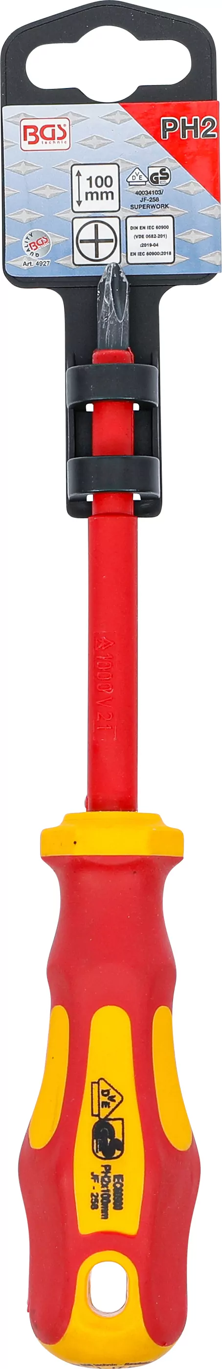 VDE-Schraubendreher | Kreuzschlitz PH2 | Klingenlänge 100 mm