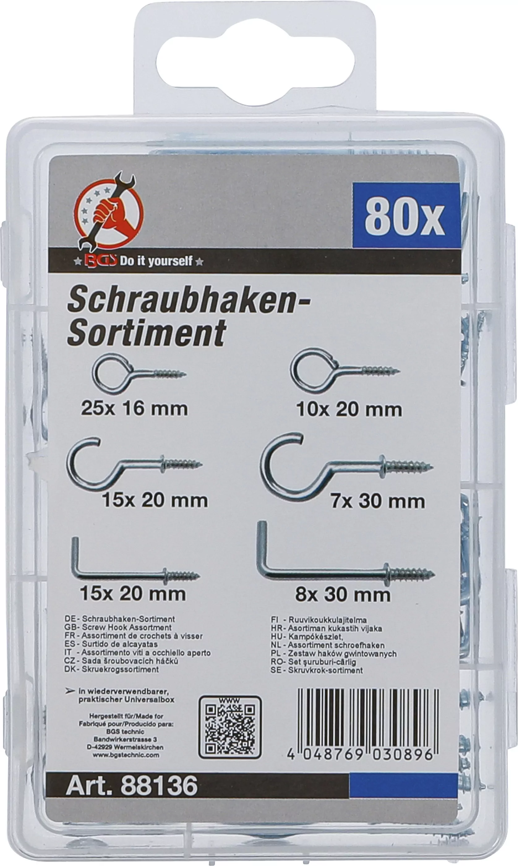 Schraubhaken-Sortiment | 80-tlg.