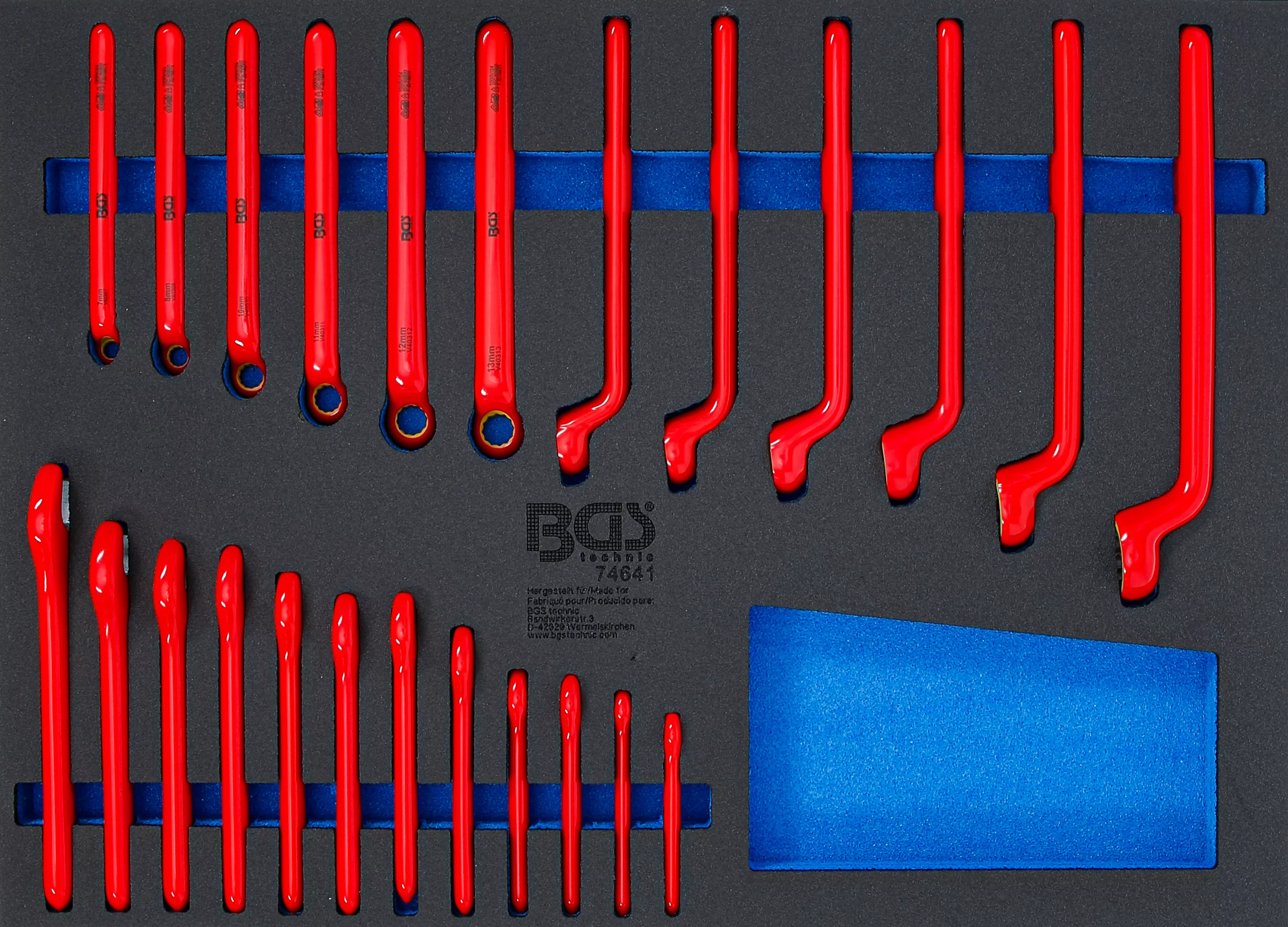 Werkstattwageneinlage 3/3: VDE-Ringschlüssel- und VDE-Einmaulschlüssel-Satz | 24-tlg.