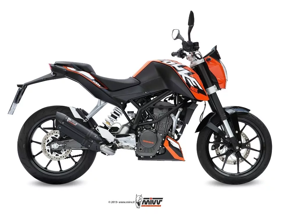 MIVV Komplettanlage 1x1 SUONO In Edelstahl Schwarz Für KTM 125 DUKE/200 DUKE
