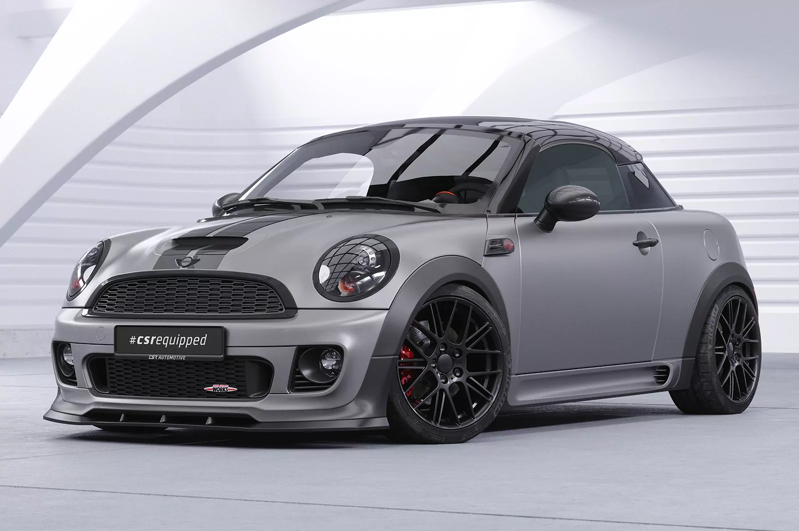 Cup-Spoilerlippe mit ABE für Mini Cooper Coupe JCW (R58/R59) CSL529 Schwarz Strukturiert