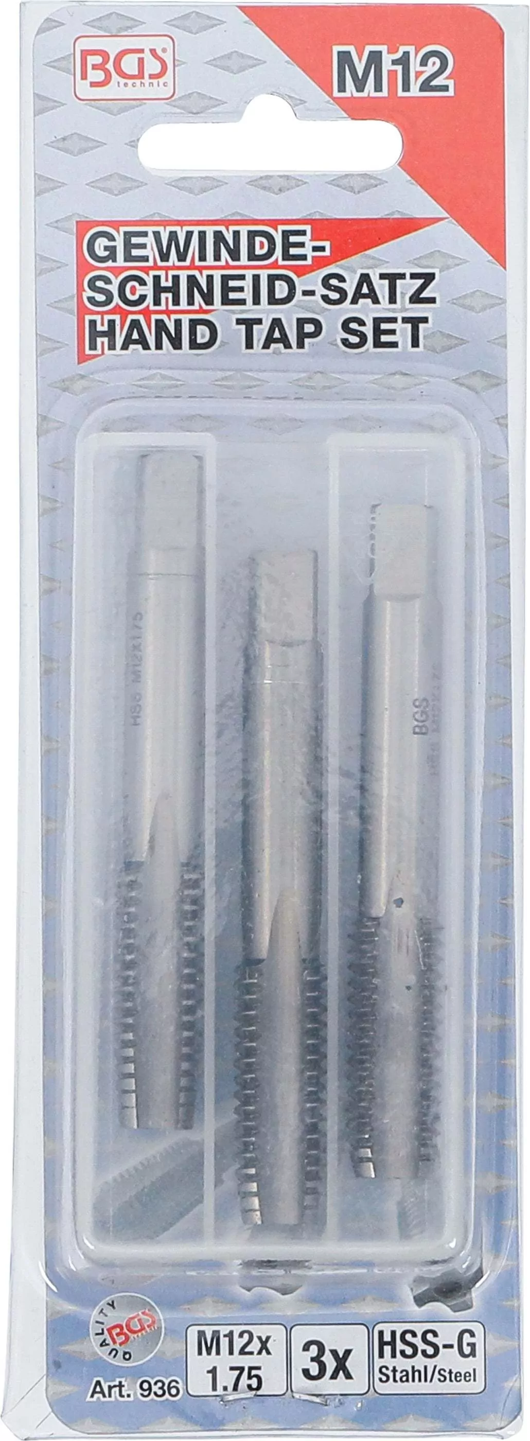 Gewindebohrer-Satz | Vor-, Mittel- und Fertigschneider | HSS-G | M12 x 1,75 mm | 3-tlg.