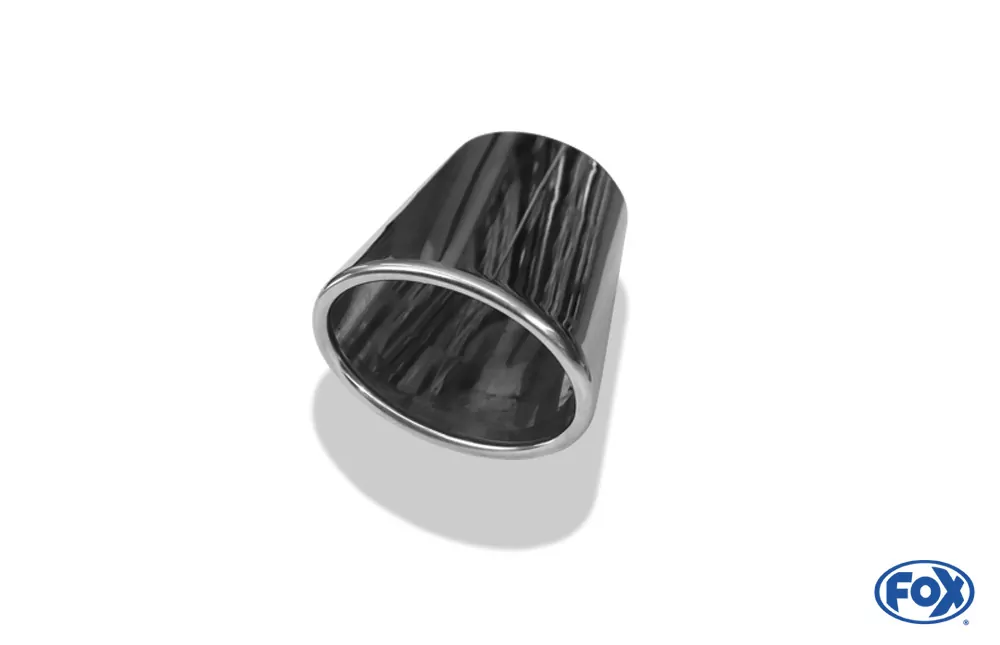 Anschweißendrohr Typ 38 - Links  115x85 mm / Länge: 240 mm - oval  - seitlich nach links, sowie nach unten abgeschrägt / eingerollt / ohne Absorber