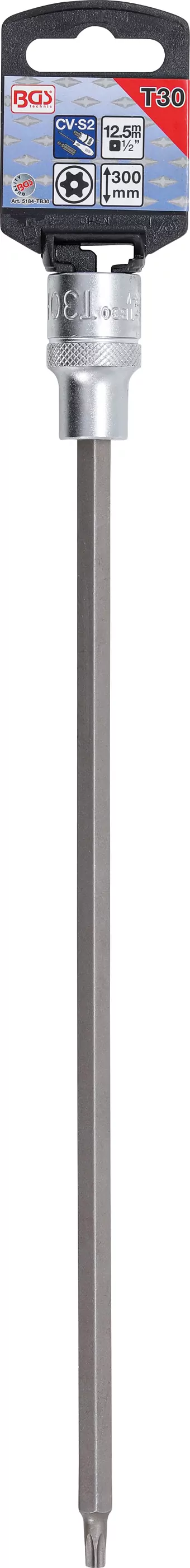 Bit-Einsatz | Länge 300 mm | Antrieb Innenvierkant 12,5 mm (1/2") | T-Profil (für Torx) mit Bohrung T30