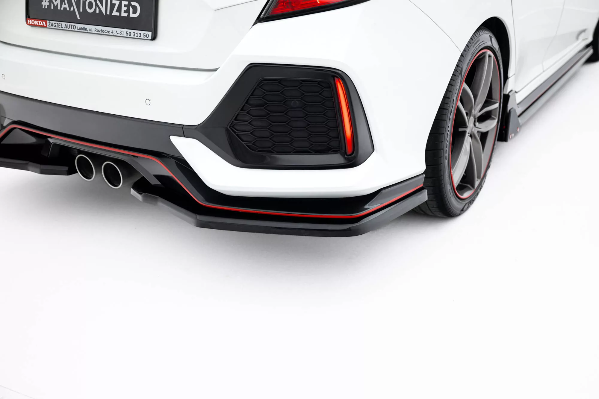 Hinten Splitter V.2 Honda Civic Sport Mk 10 Facelift Schwarz Hochglanz
