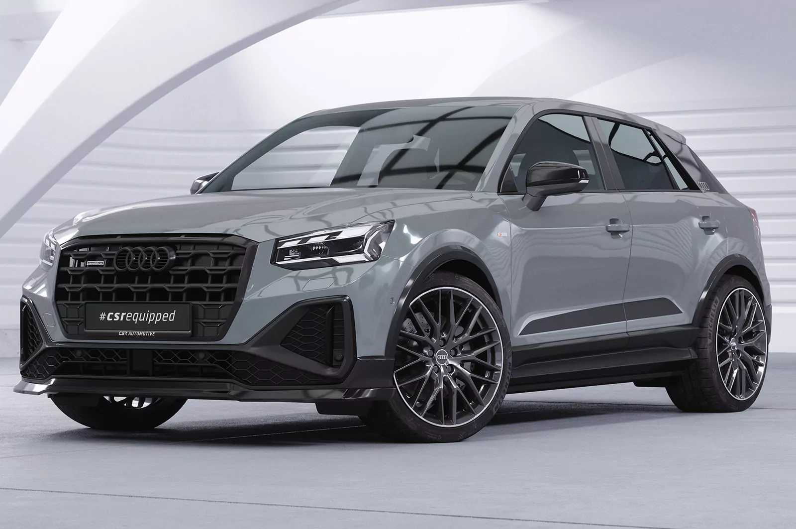 Cup-Spoilerlippe mit ABE für Audi Q2 (Typ GA) S-Line CSL771 Schwarz Strukturiert