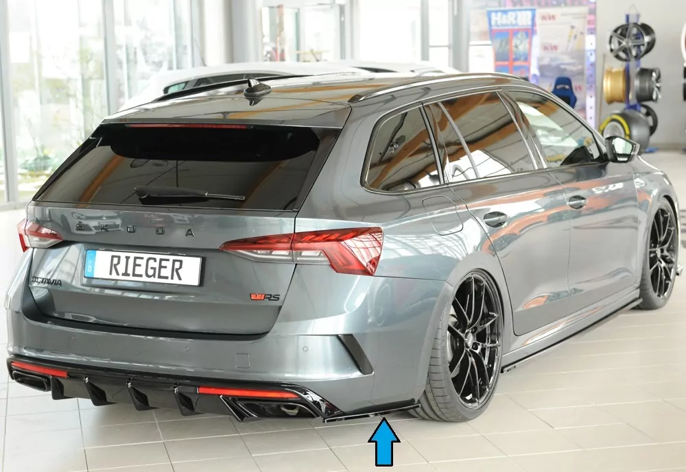 Rieger Heckschürzenansatz seitlich rechts glanz schwarz für Skoda Octavia RS (NX) Lim. 08.24- (ab Facelift/PV)