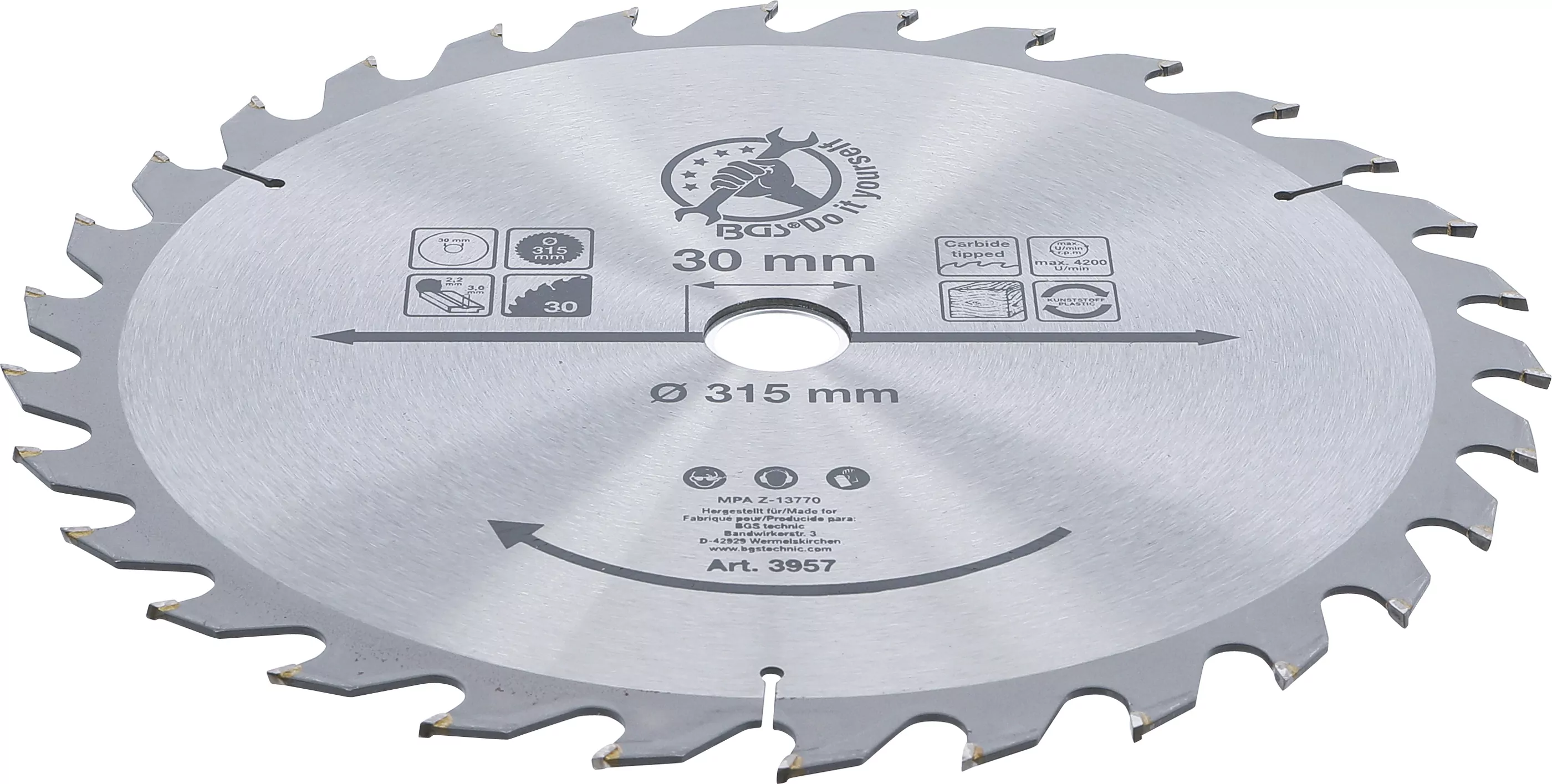 Hartmetall-Kreissägeblatt | Ø 315 x 30 x 3,0 mm | 30 Zähne