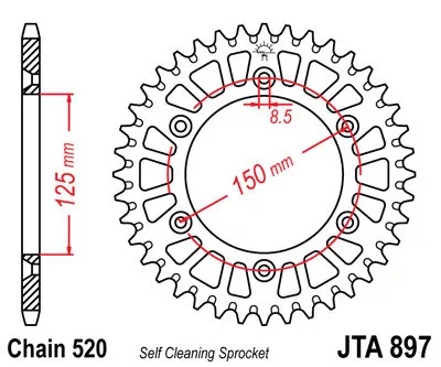 Kettenrad ALU 48Z  |  520 SI Innen Ø 125 Lochkreis 150