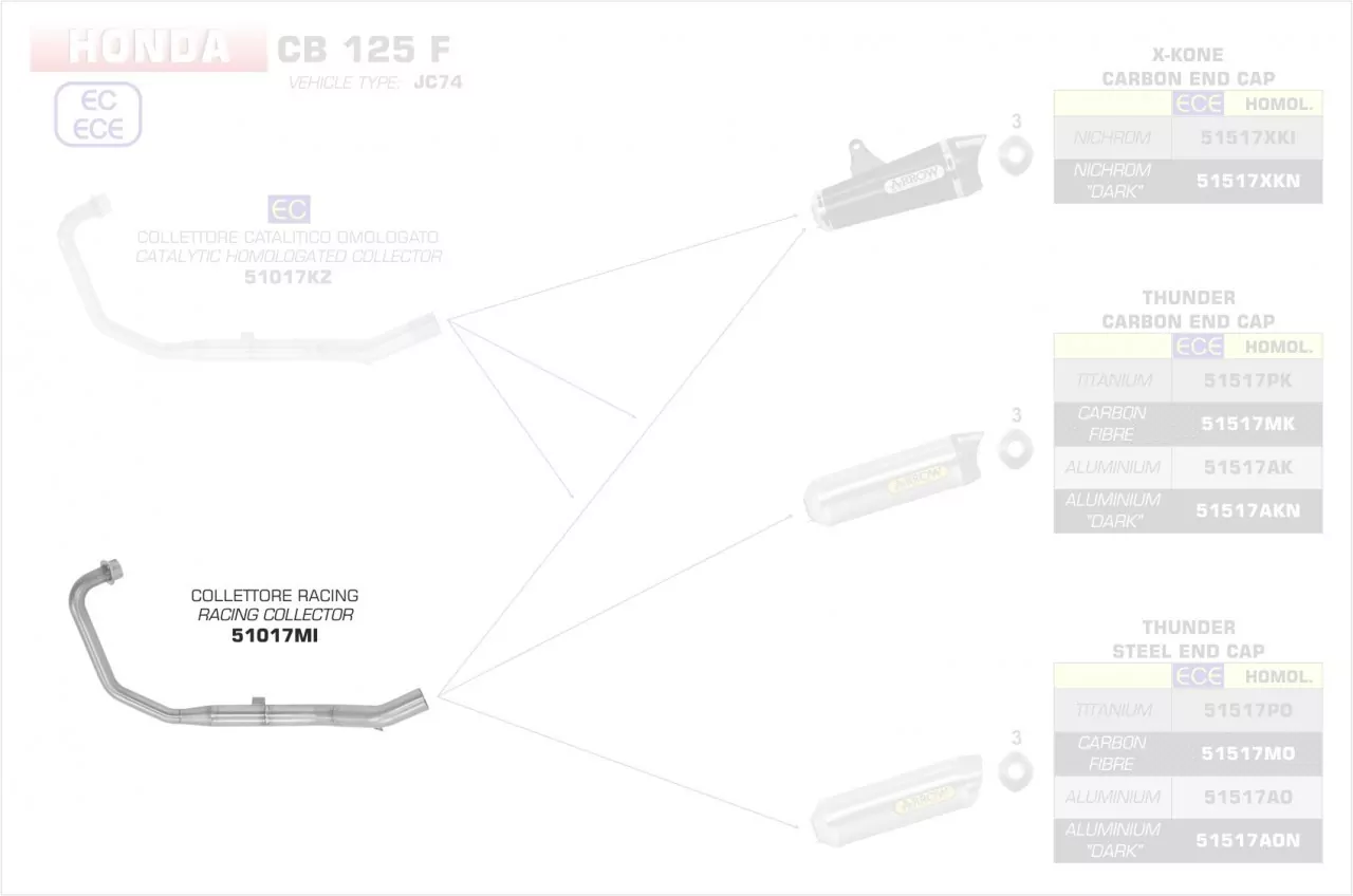 51017MI-Arrow Racing Krümmer Honda CB 125 F 17-19