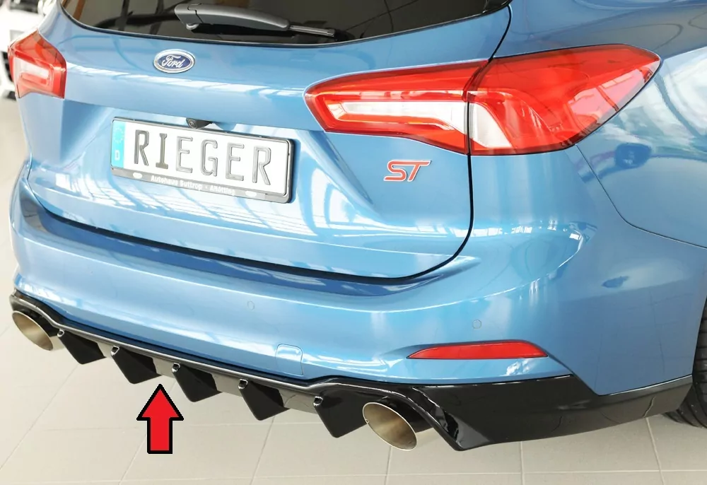 Rieger Heckeinsatz glanz schwarz für Ford Focus 4 ST (DEH) 5-tür. (Turnier) 06.19-03.22 (bis Facelift)