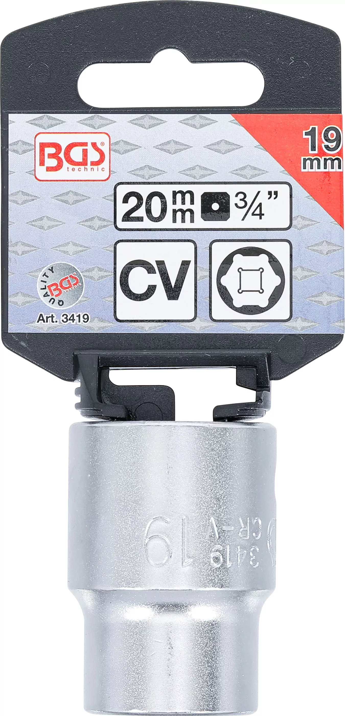 Steckschlüssel-Einsatz Sechskant | Antrieb Innenvierkant 20 mm (3/4") | SW 19 mm